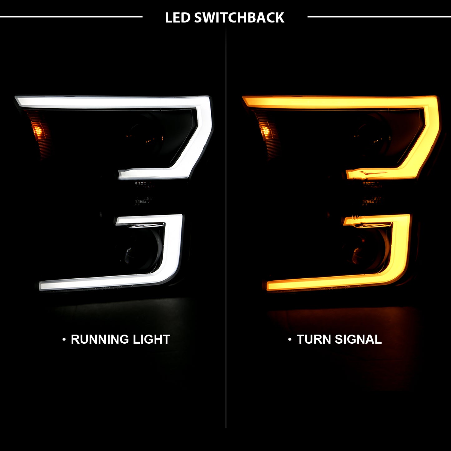Projector Headlights w/ Plank Style Switchback Black w/ Amber by ANZO USA