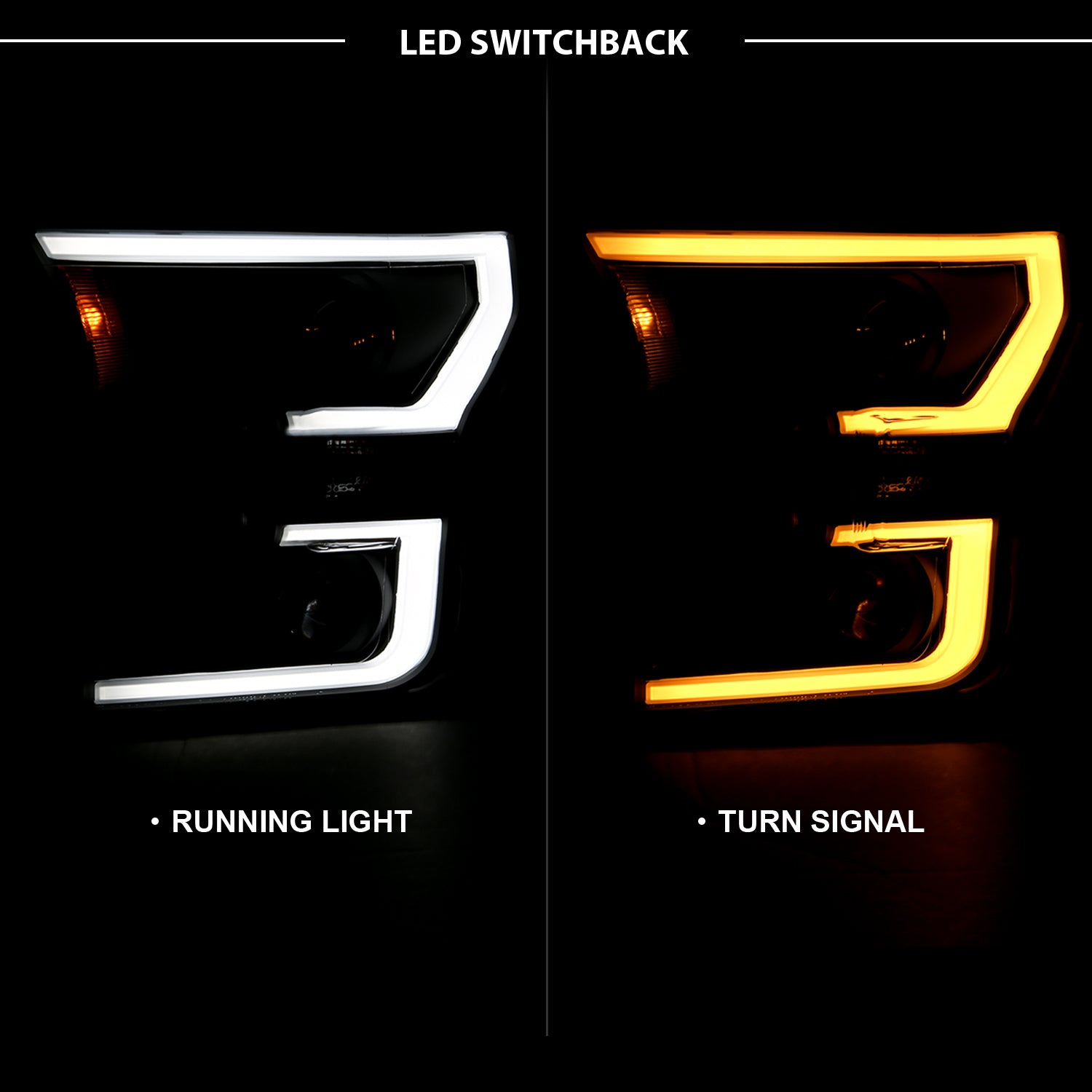 Projector Headlights w/ Plank Style Switchback Black w/ Amber by ANZO USA