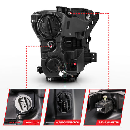 Projector Headlights w/ Plank Style Switchback Black w/ Amber by ANZO USA