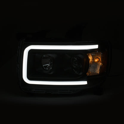 Projector Headlights w/ Plank Style Design Black w/ Amber by ANZO USA