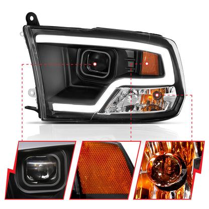 Projector Headlights Plank Style Design Black by ANZO USA