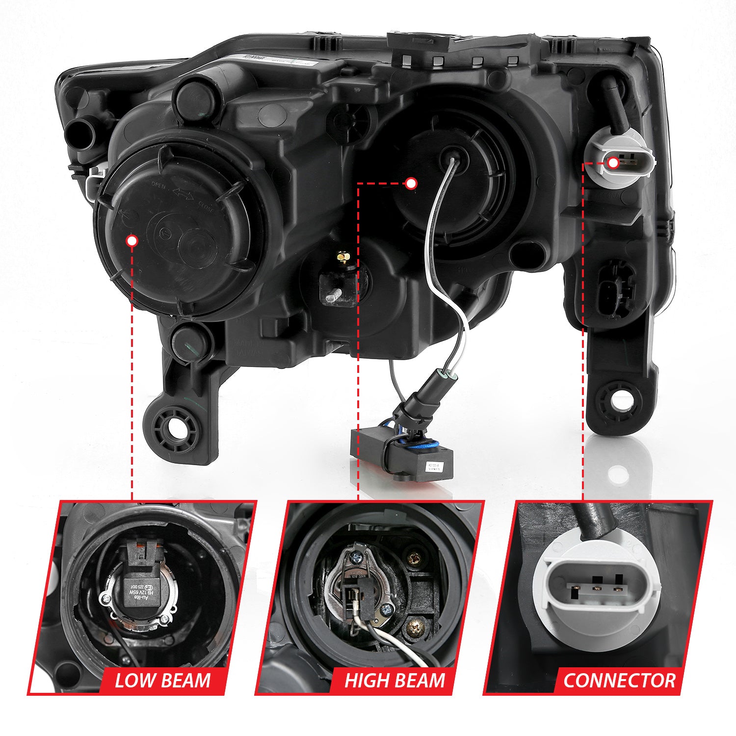 Projector Headlights w/ Plank Style Switchback Black w/ Amber by ANZO USA