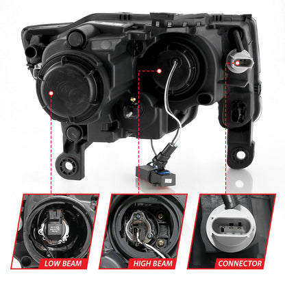 Projector Headlights w/ Plank Style Switchback Black w/ Amber by ANZO USA