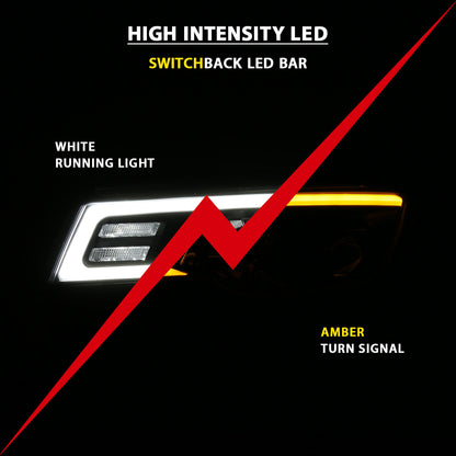 Projector Headlights w/ Plank Style Switchback Black w/ Amber by ANZO USA