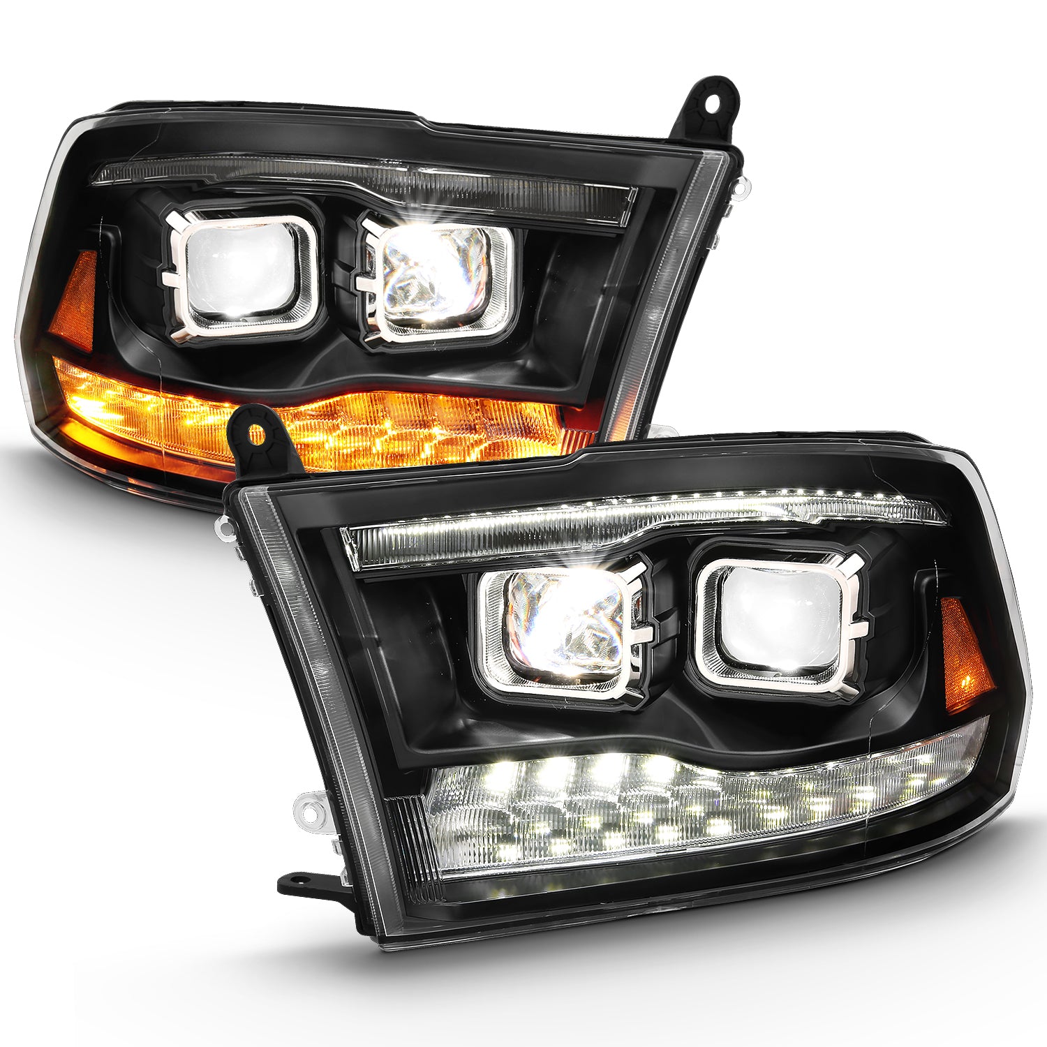 LED Projector Plank Style Switchback H.L Halo Black Amber (OE Style) by ANZO USA