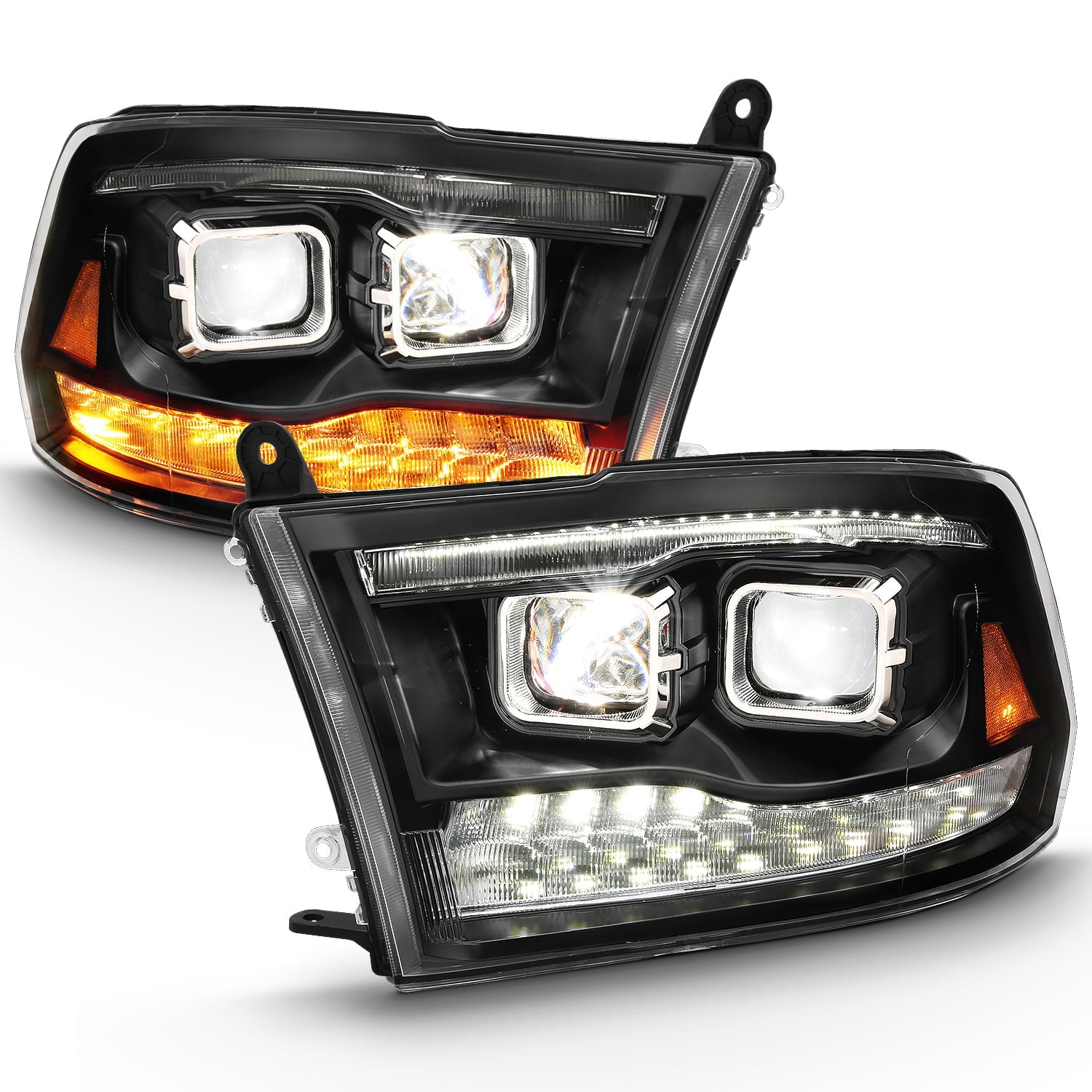 LED Projector Plank Style Switchback H.L Halo Black Amber (OE Style) by ANZO USA
