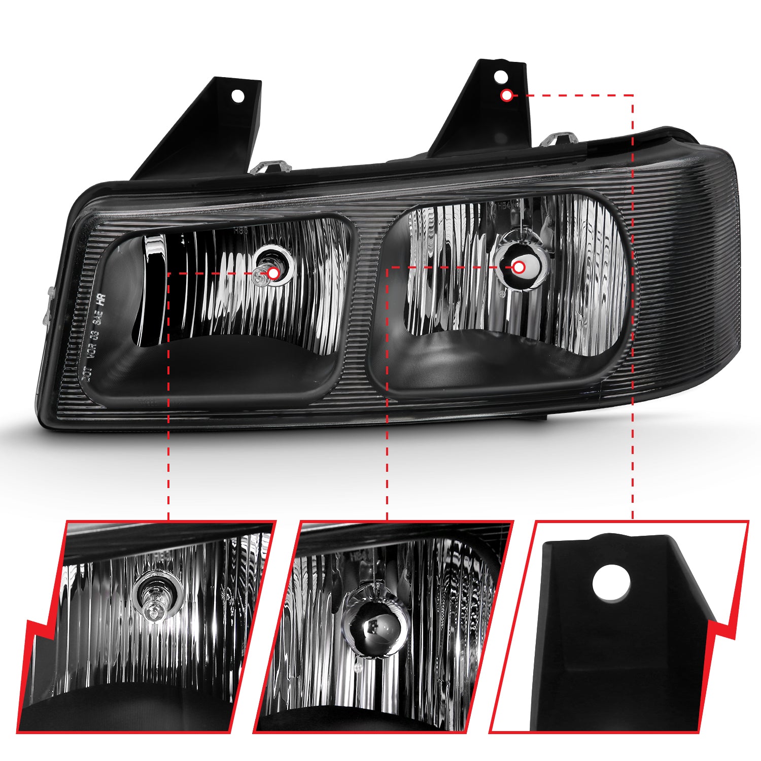Crystal Headlight Black by ANZO USA