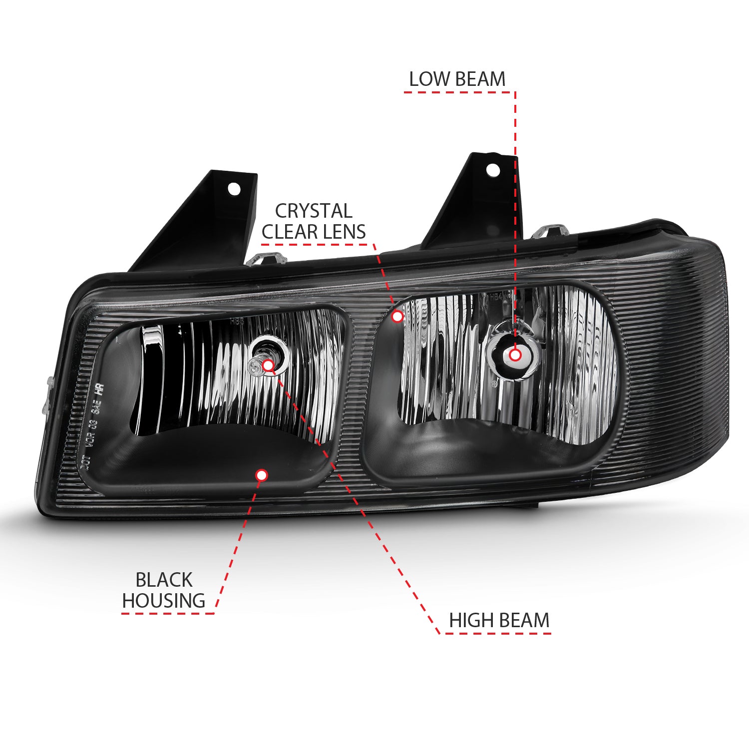 Crystal Headlight Black by ANZO USA