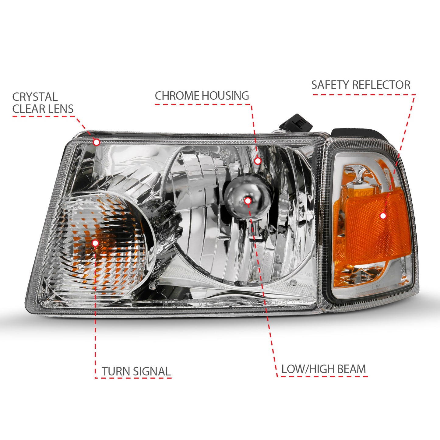 Crystal Headlights Chrome w/ Corner Lights by ANZO USA