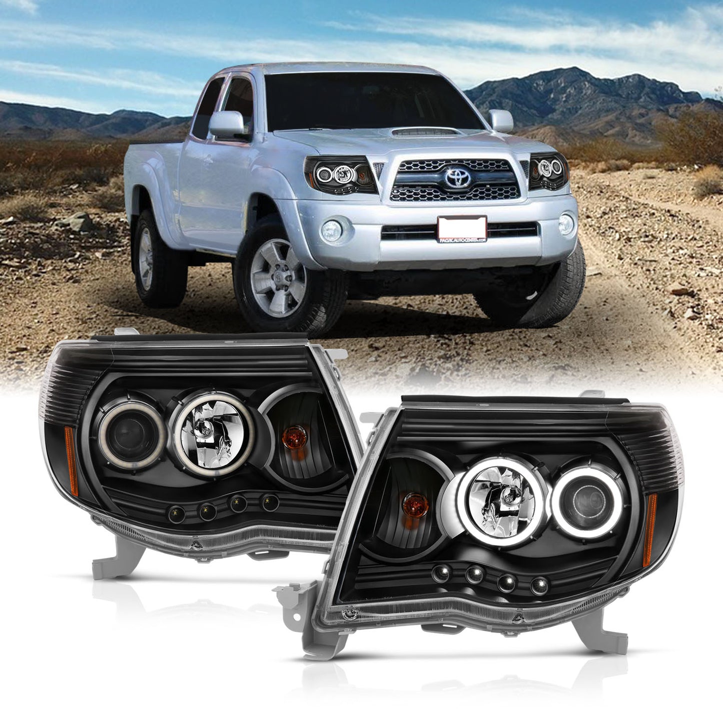 Projector Headlight Set w/Halo by ANZO USA