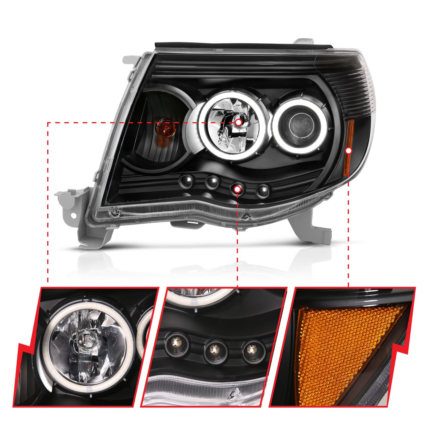 Projector Headlight Set w/Halo by ANZO USA