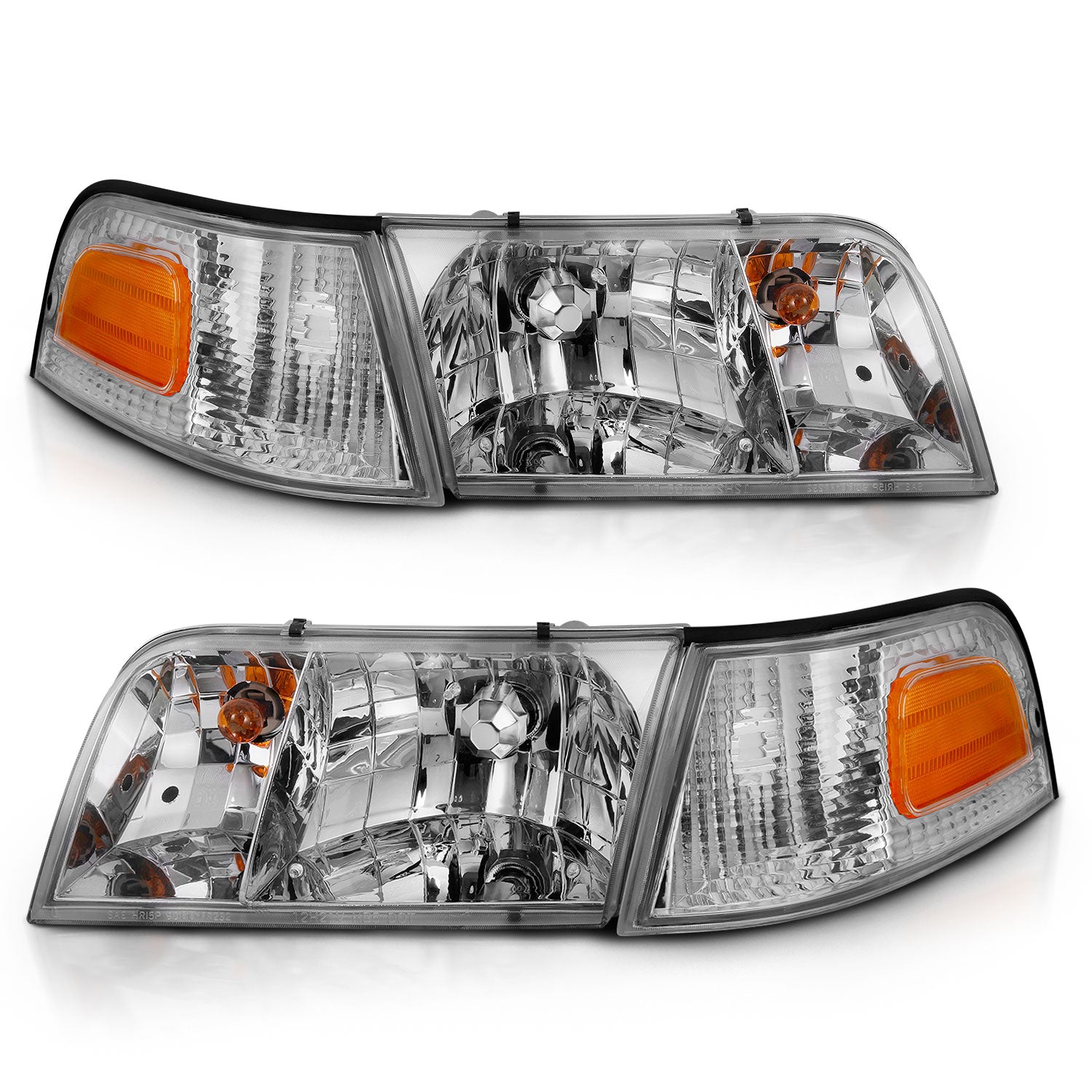 Crystal Headlights CRYSTAL HEADLIGHT CHROME WITH BUMPER LIGHT (OE) Pair by ANZO USA