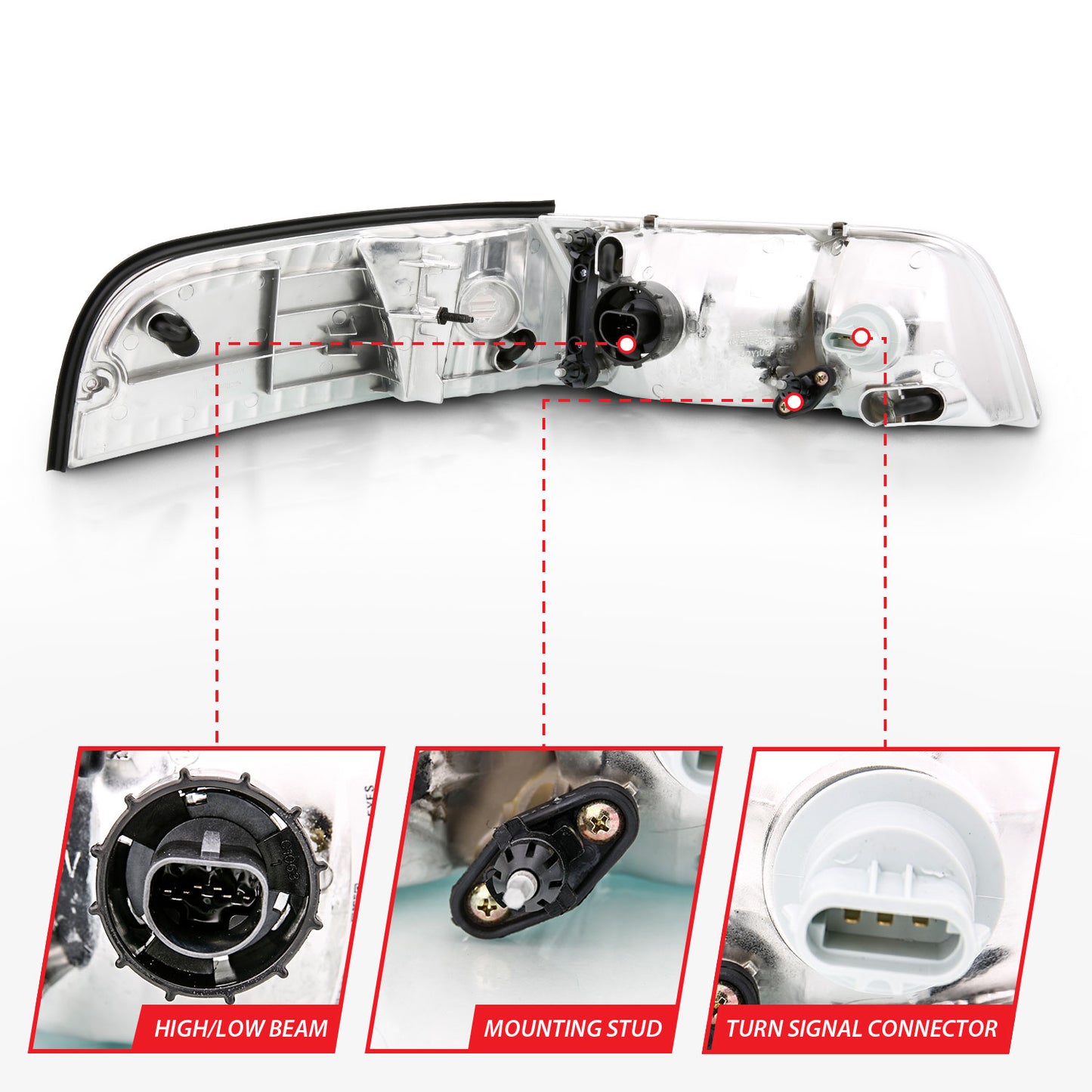 Crystal Headlights CRYSTAL HEADLIGHT CHROME WITH BUMPER LIGHT (OE) Pair by ANZO USA