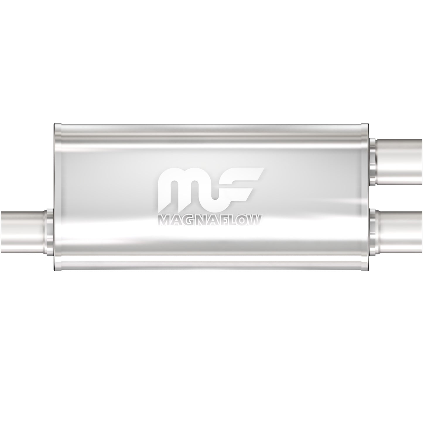 Straight-Through Performance Muffler; 2.5/2.25in. Offset/Dual; 5x18x8 Body by MagnaFlow Exhaust Products