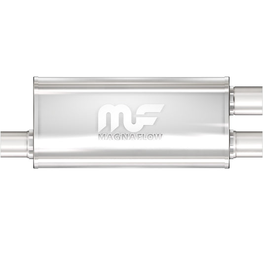 Straight-Through Performance Muffler; 2.5/2.25in. Offset/Dual; 5x18x8 Body by MagnaFlow Exhaust Products