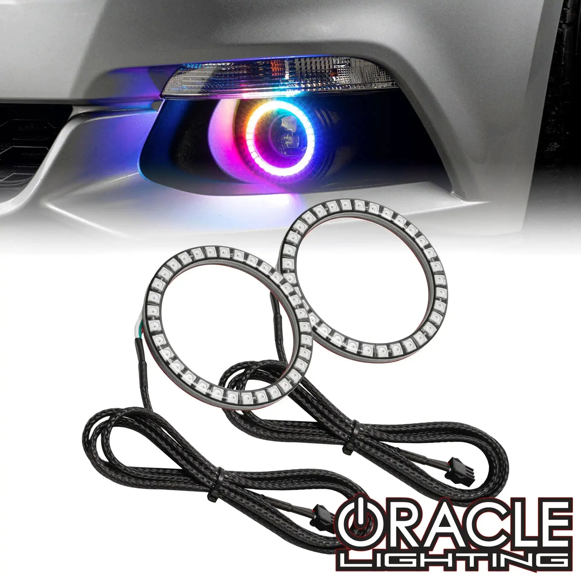 ORACLE Lighting 2015-2017 Ford Mustang Dynamic ColorSHIFT RGB+A Projector Surface Mount Fog Light Halo Kit by ORACLE Lighting