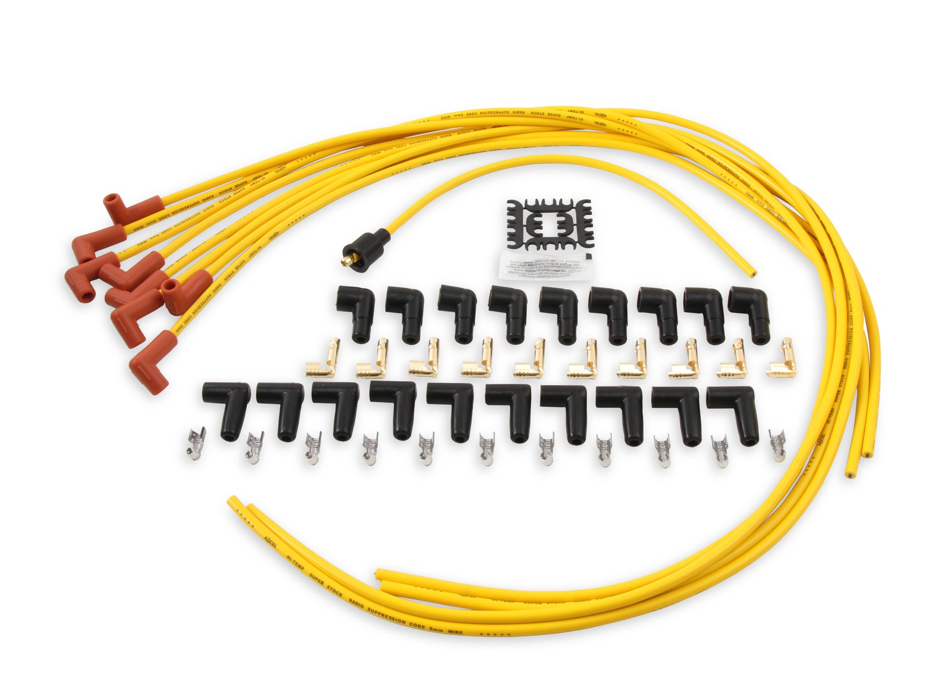Spark Plug Wire Set - 8mm - Yellow with Orange 90 Deg Boots by ACCEL