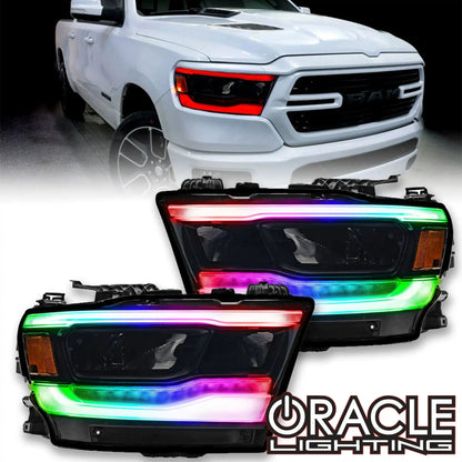 ORACLE Lighting 2019-2024 Dodge RAM 1500 ColorSHIFT RGB+W Headlight DRL Upgrade Kit - Reflector LED Headlights by ORACLE Lighting