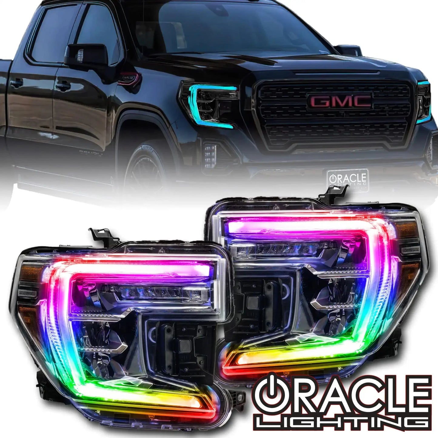 ORACLE Lighting 2019-2022 GMC Sierra 1500 ColorSHIFT RGB+W Headlight DRL Upgrade Kit by ORACLE Lighting