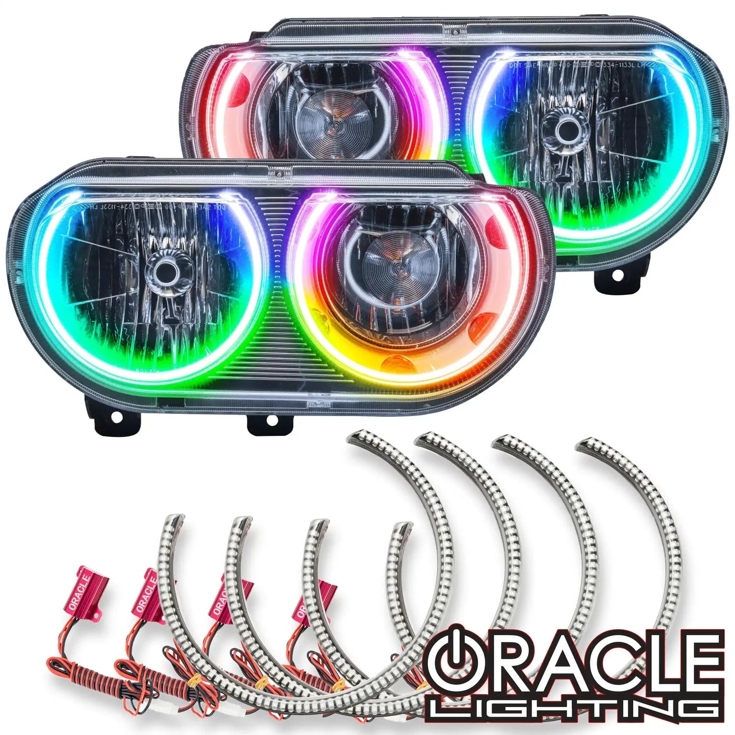 ORACLE Lighting 2008-2014 Dodge Challenger Dynamic ColorSHIFT Headlight Halo Kit - Surface Mount by ORACLE Lighting