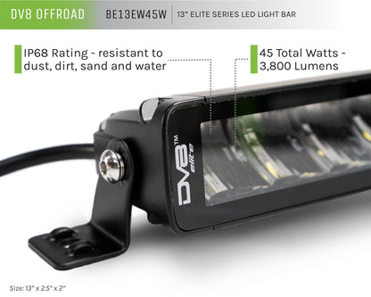 UNVL 13in. HIGH PROFILE LED LIGHT BAR w/ FLOOD/SPOT COMBO PATTERN/SIDE MOUNTS by DV8 Offroad