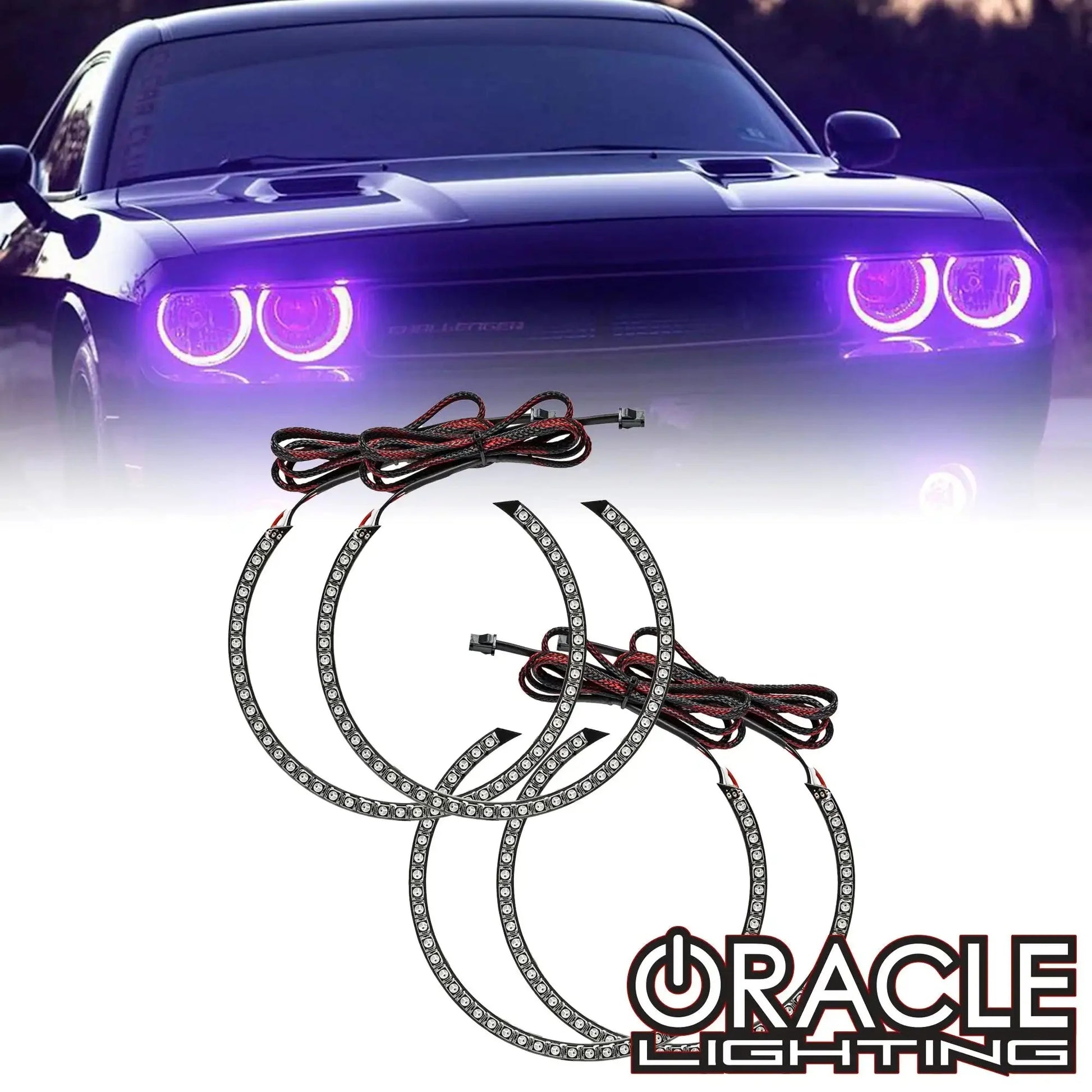 ORACLE Lighting 2008-2014 Dodge Challenger Dynamic ColorSHIFT Headlight Halo Kit - Standard Mount by ORACLE Lighting