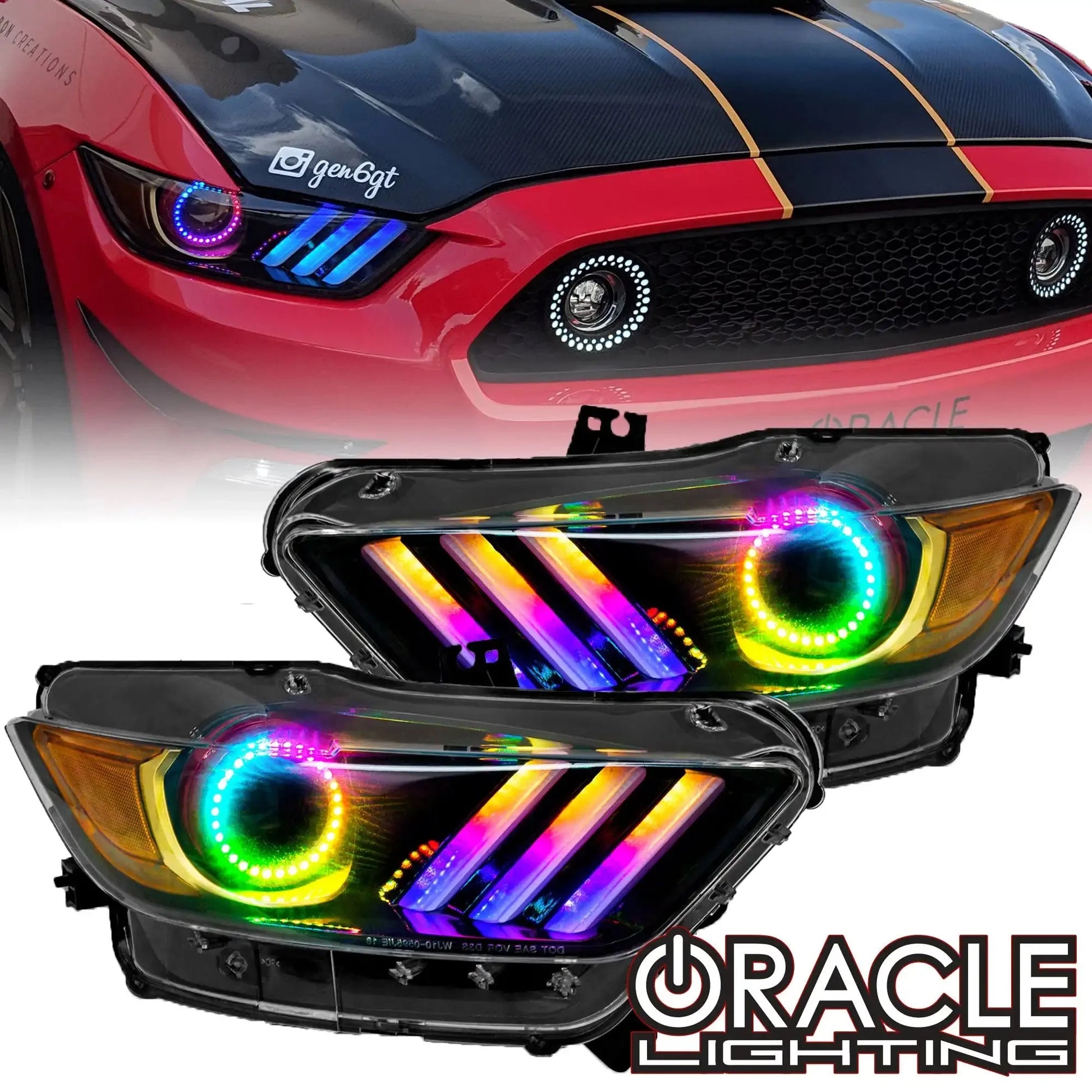 ORACLE Lighting 2015-2017 Ford Mustang V6/GT/Shelby Dynamic ColorSHIFT RGB+A DRL Upgrade w/Halo Kit by ORACLE Lighting