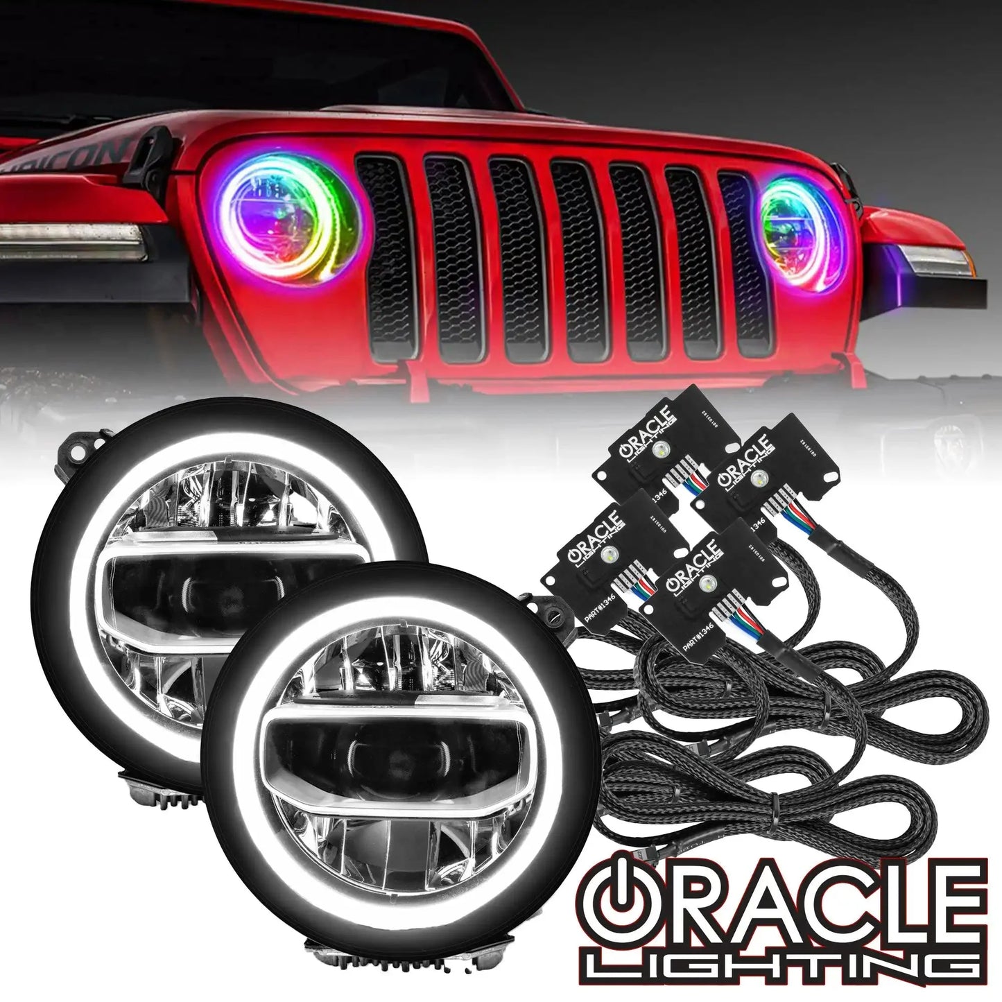 ORACLE Lighting Jeep Wrangler JL ColorSHIFT RGB+W Headlight DRL Upgrade Kit by ORACLE Lighting
