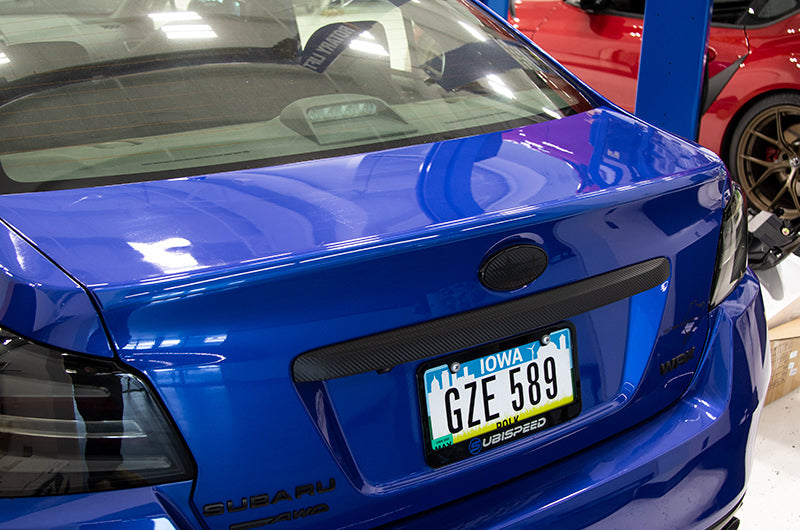 OLM Paint Matched Trunk Hole Delete for OEM Short Spoiler - World Rally Blue - 2015-2021 Subaru WRX / STI by OLM