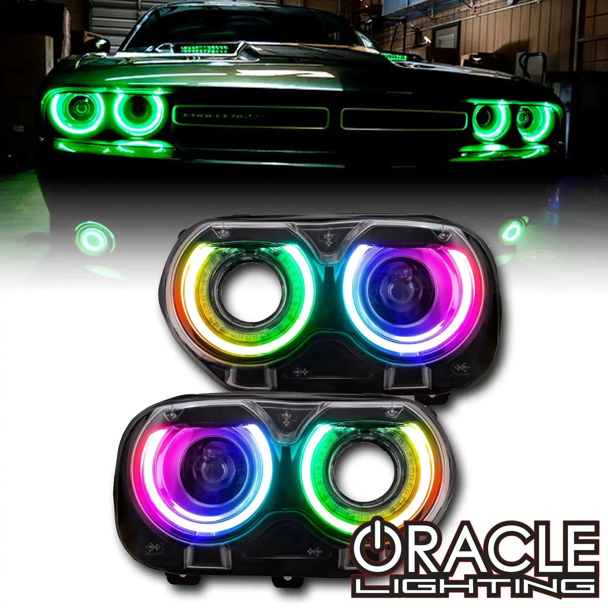 ORACLE Lighting 2015-2023 Dodge Challenger ColorSHIFT RGB+W Headlight DRL Upgrade Kit by ORACLE Lighting