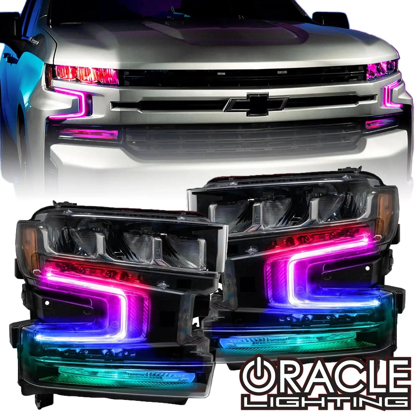 ORACLE Lighting 2019-2022 Chevrolet Silverado 1500 ColorSHIFT RGB+W Headlight DRL Upgrade Kit by ORACLE Lighting