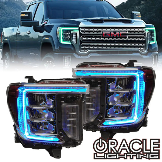 ORACLE Lighting 2020-2023 GMC Sierra 2500/3500 HD ColorSHIFT RGB+W Headlight DRL Upgrade by ORACLE Lighting