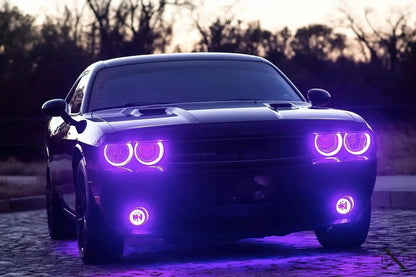 2008-2014 Dodge Challenger Dynamic ColorSHIFT Surface Mount Headlight & Fog Light Halo Kit - COMBO by ORACLE Lighting