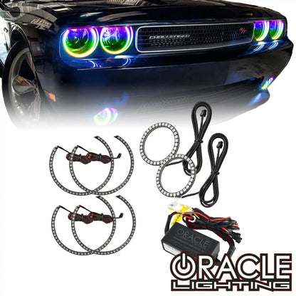 2008-2014 Dodge Challenger Dynamic ColorSHIFT Surface Mount Headlight & Fog Light Halo Kit - COMBO by ORACLE Lighting