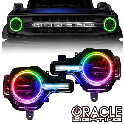 ORACLE Lighting 2021-2025 Ford Bronco ColorSHIFT Headlight Halo Kit w/DRL Bar - Base Headlights by ORACLE Lighting