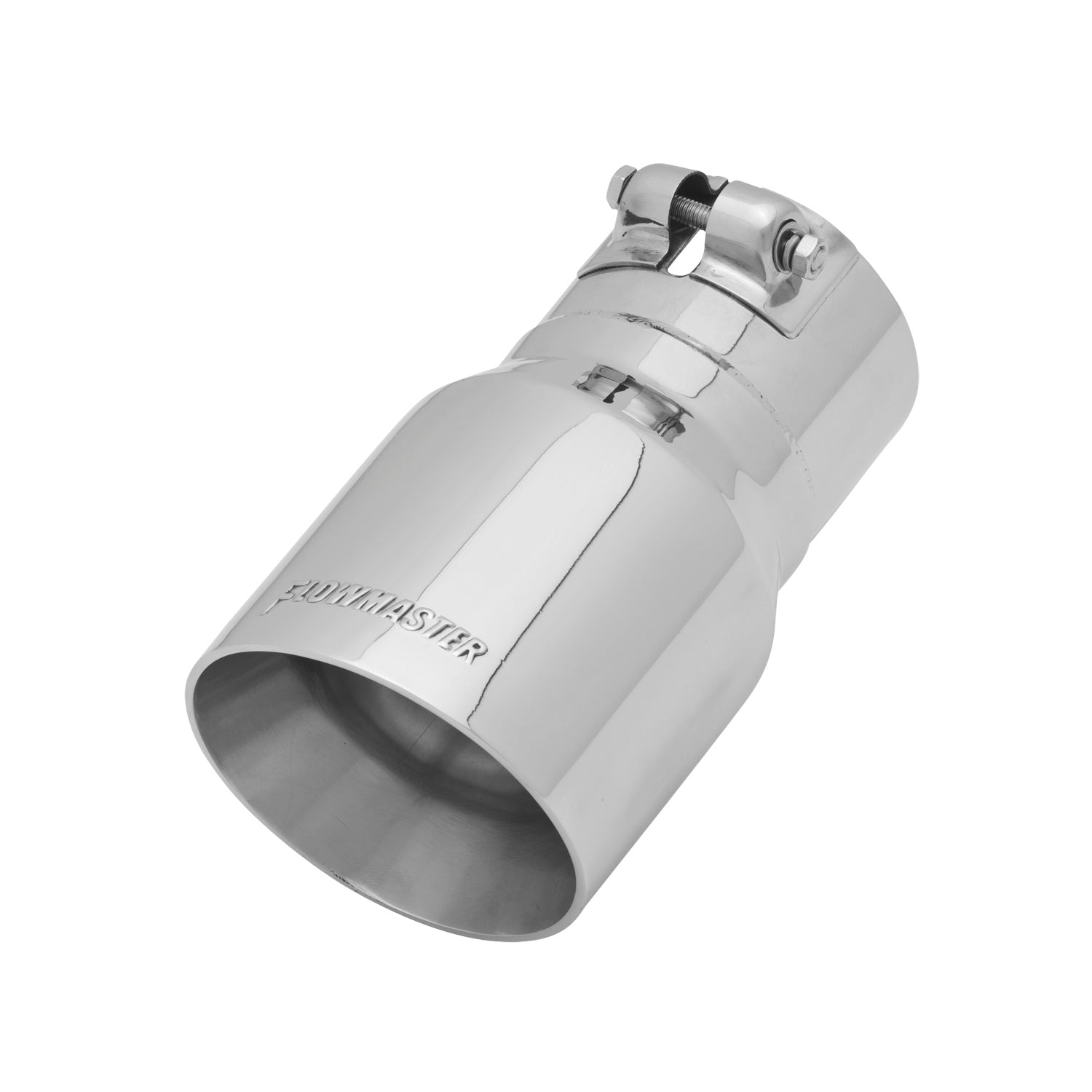 Exhaust Tip - 4.00 in. Angle Cut Polished SS Fits 3.00 in. Tubing - Clamp on by Flowmaster