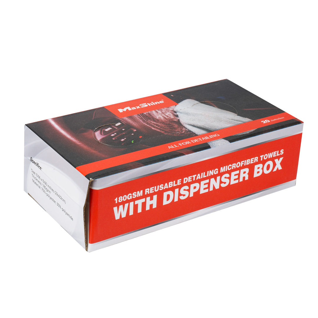 Detailing Microfiber Cloths | 180GSM Edgeless Reusable Microfiber Towels with Box by MaxshineUSA