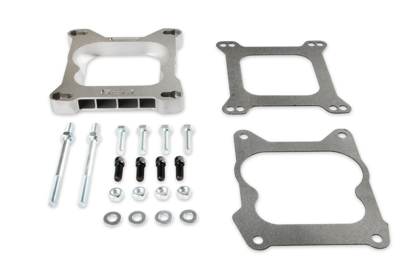 Adapts 4-barrel Square Flange carburetors to spreadbore intake manifolds. by Mr Gasket