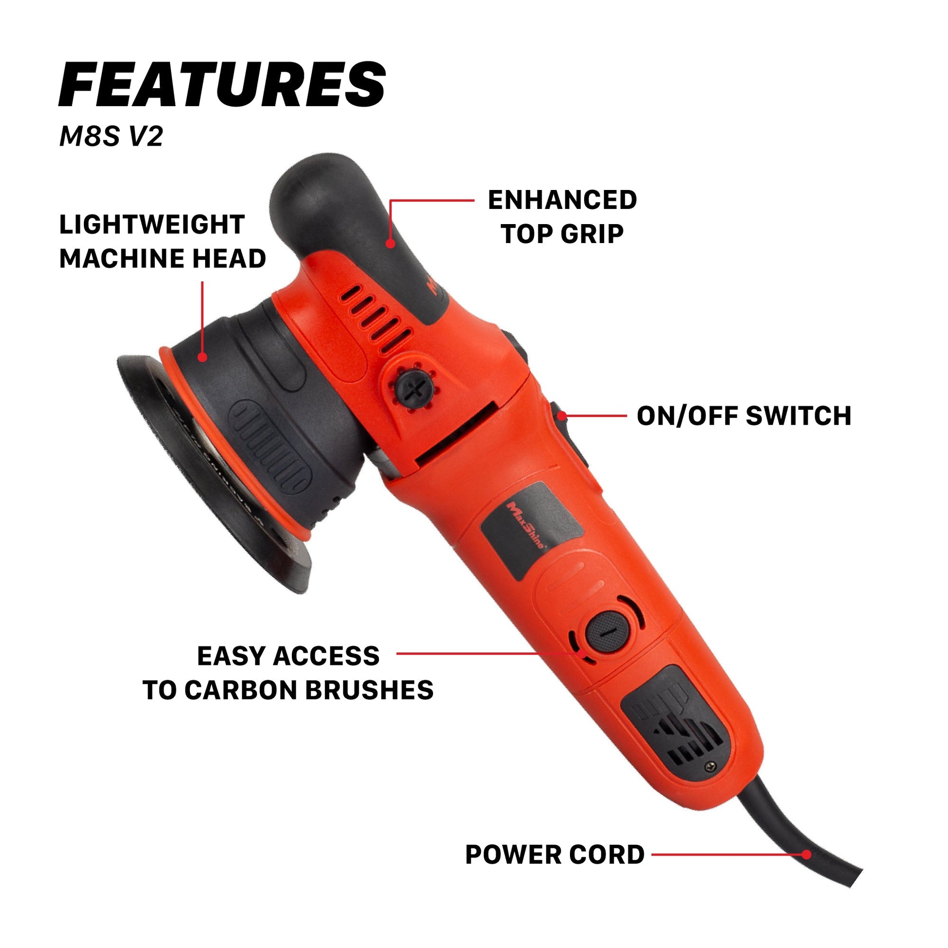Dual Action Polisher For Car Detailing | M8S V2 - 5in Plate, 8mm Throw, 1000W by MaxshineUSA