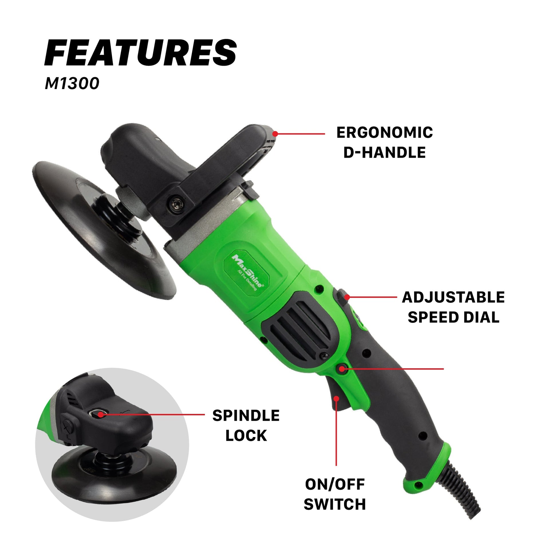 Rotary Polisher | M1300 Pro - 7in Plate, 1300W by MaxshineUSA