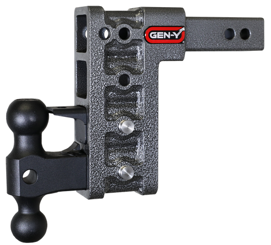 MEGA-DUTY 2" Shank 7.5" Drop 2K TW 16K Hitch with Dual-Ball & Pintle Lock by GEN-Y Hitch