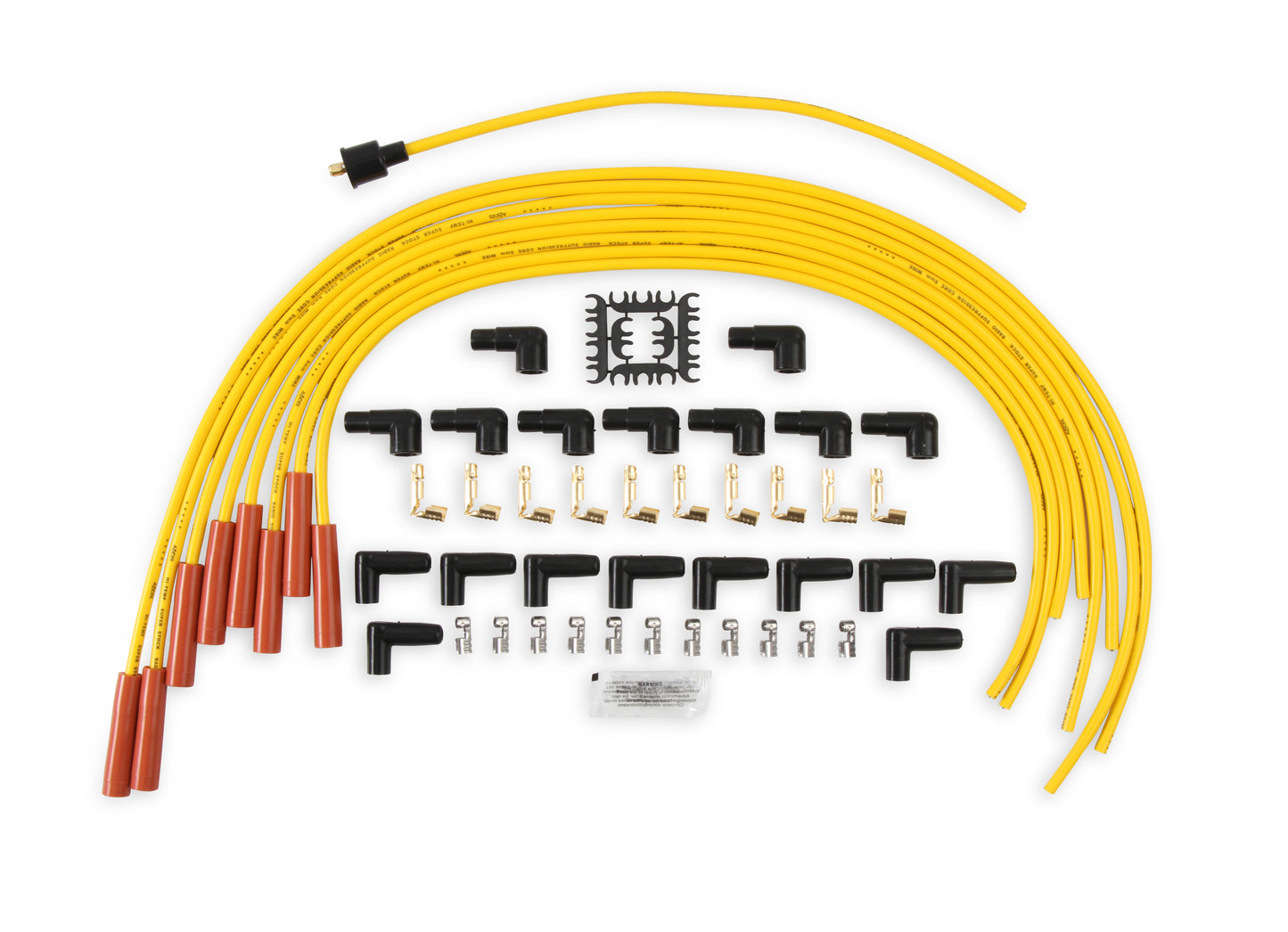 Spark Plug Wire Set - 8mm - Yellow with Orange Straight Boots by ACCEL
