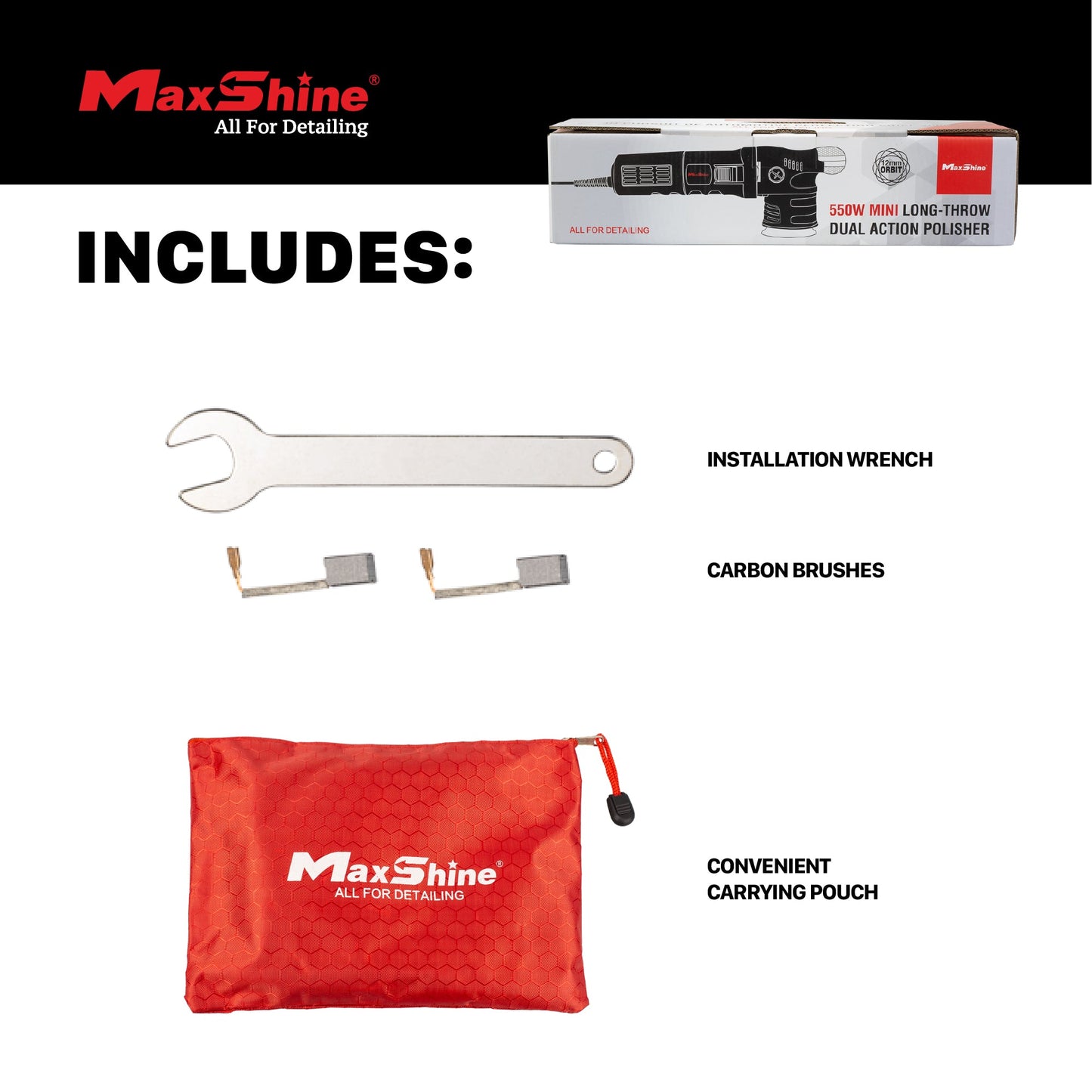 Orbital Polisher | M312 - 3in Plate, 12mm Throw, 550W by MaxshineUSA