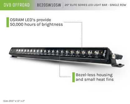 UNIVERSAL 20in. SINGLE ROW LED LIGHT BAR w/ FLOOD/SPOT COMBO PATTERN/SIDE MOUNTS by DV8 Offroad