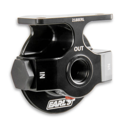 Billet Remote Oil Filter Mount Kit, Black Anodized, 10 AN O-Ring Ports by Earl's Performance