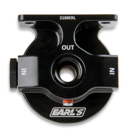 Billet Remote Oil Filter Mount Kit, Black Anodized, 10 AN O-Ring Ports by Earl's Performance