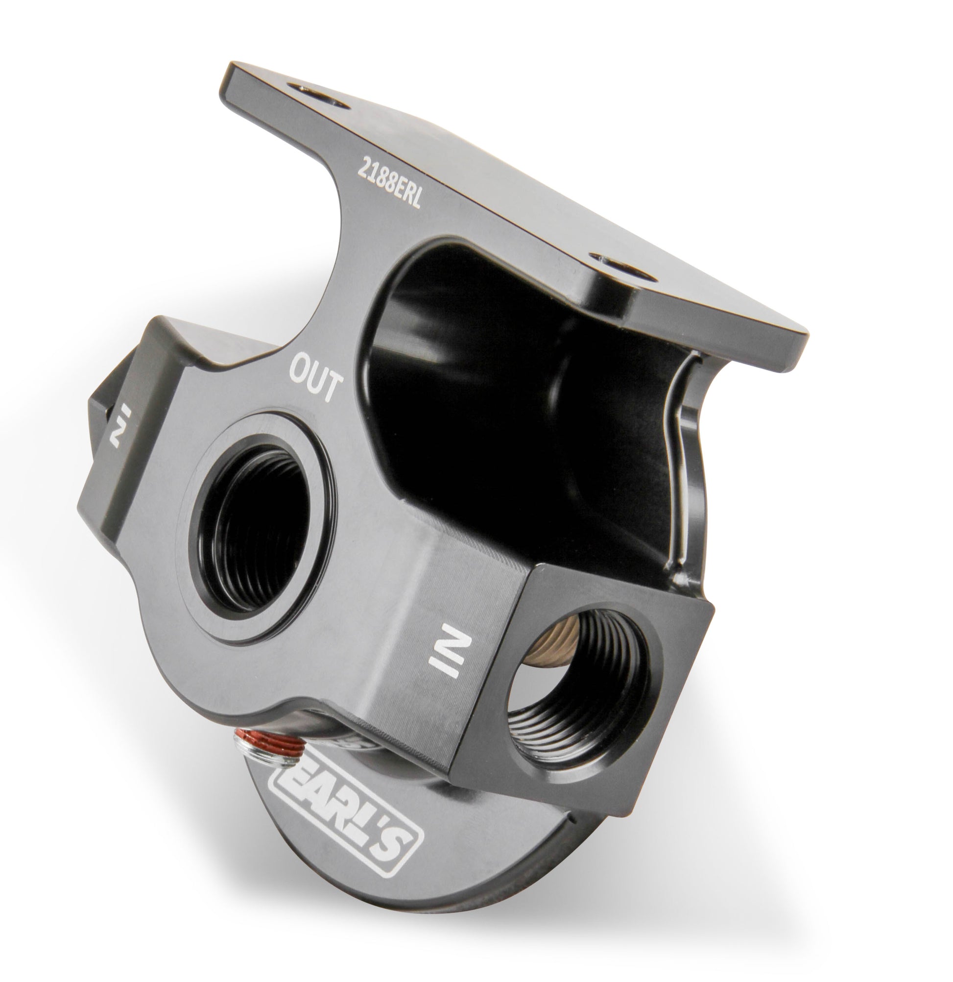 Billet Remote Oil Filter Mount Kit, Black Anodized, 10 AN O-Ring Ports by Earl's Performance