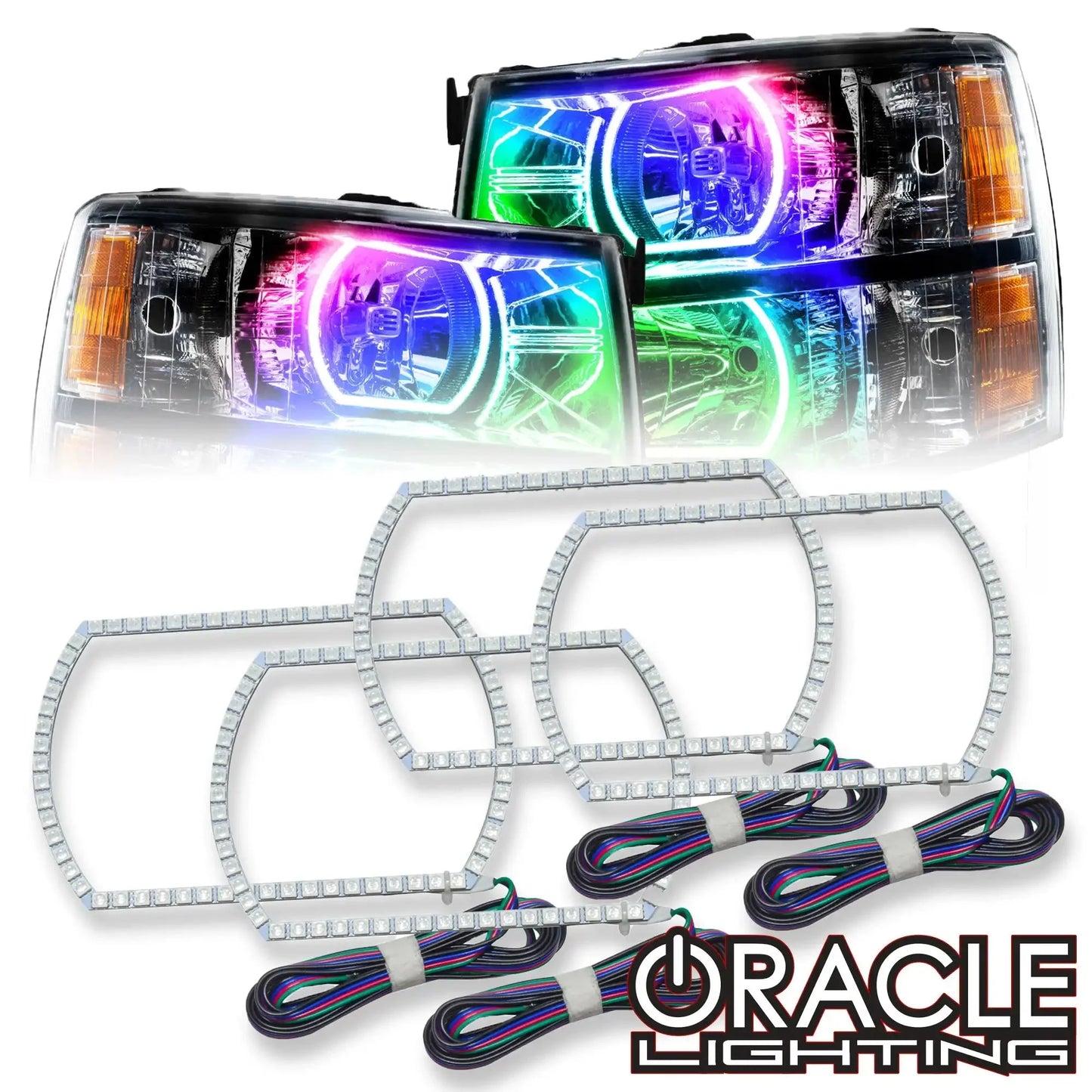 ORACLE Lighting 2007-2013 Chevrolet Silverado LED Headlight Halo Kit - Square Style by ORACLE Lighting