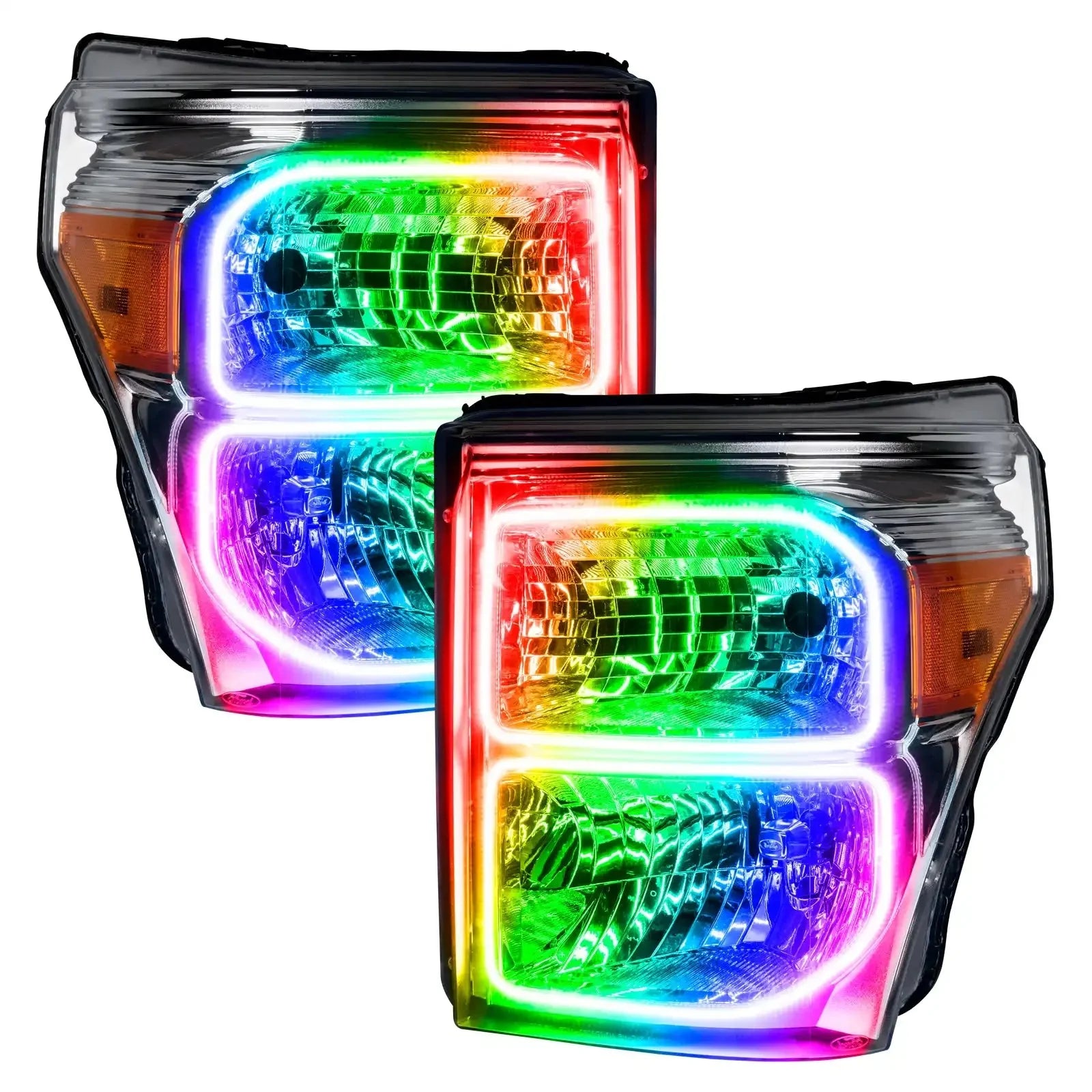 2011-2016 Ford F-250/F-350 Super Duty ORACLE Dynamic ColorSHIFT Headlight Halo Kit (Square Ring Design) by ORACLE Lighting