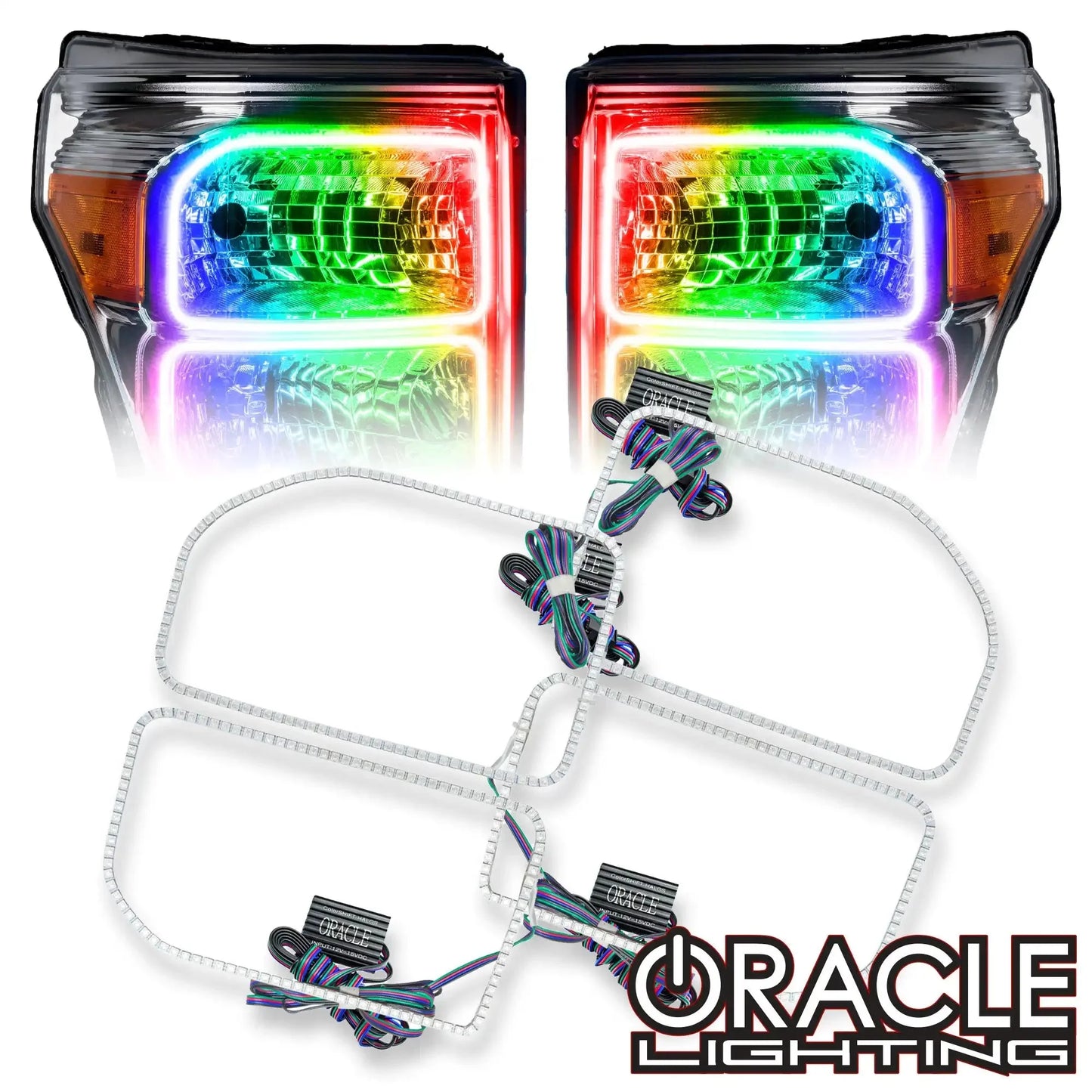 2011-2016 Ford F-250/F-350 Super Duty ORACLE Dynamic ColorSHIFT Headlight Halo Kit (Square Ring Design) by ORACLE Lighting